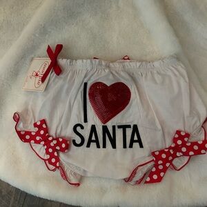 Mud Pie Red and White 'I Love Santa' Diaper Cover